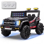 Ferhtm 12V Kids Electric Ride-On Truck with Remote Control, Bluetooth Music & LED Lights, All-Terrain Wheels for Ages 3-8
