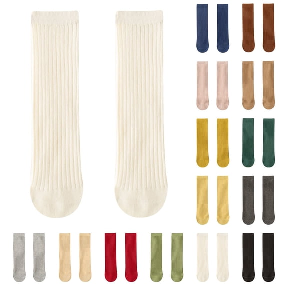 Ferjadq 0-18Y Toddler Infant Knee High Socks Non Slip Baby Boy Girls Seamless Long Stockings Beige,0-18 Years