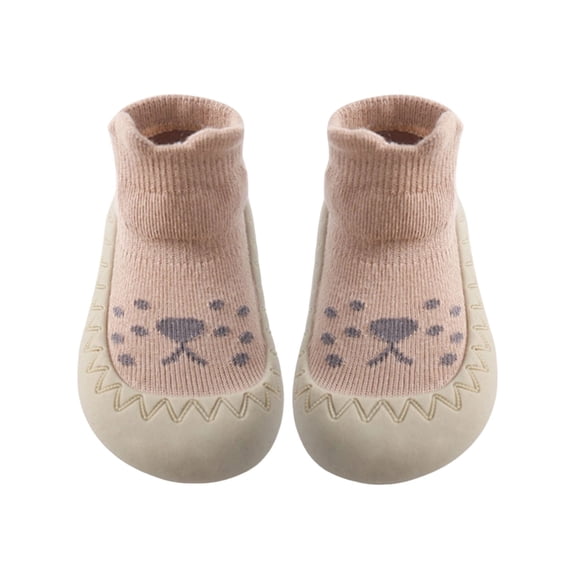 Ferjadq Baby Knit Upper Non‑Slip Soft Sole Sock Shoes Infant First Walking Walk Wear Socks Coffee,30-36 Months