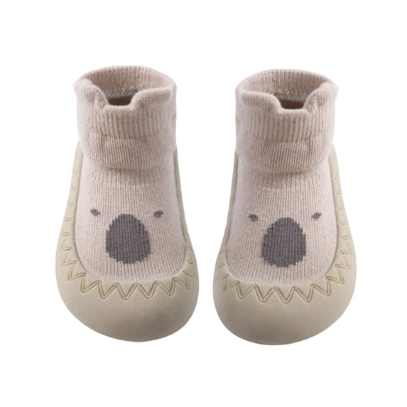 Ferjadq Baby Knit Upper Non‑Slip Soft Sole Sock Shoes Infant First Walking Walk Wear Socks Khaki,30-36 Months