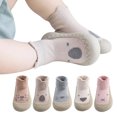 thumbnail image 1 of Ferjadq Baby Sock Shoes Soft Rubber Sole Non Slip Knit Upper Indoor Outdoor Learning Walk Socks for Infant Blue,0-6 Months, 1 of 6