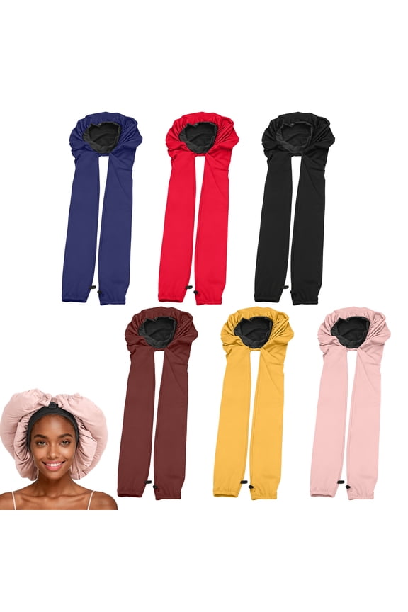 Bonnet for Women 2 In 1 Long Braids Braids Protection Sleeping Bonnets Breathable Braids Curly Hair Sleep Cap(Black)