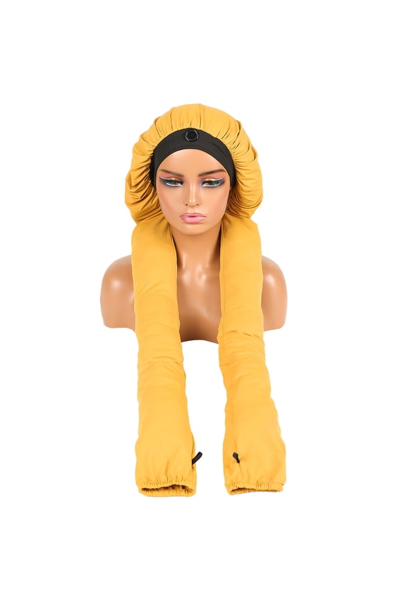 Bonnet for Women 2 In 1 Long Braids Braids Protection Sleeping Bonnets Breathable Braids Curly Hair Sleep Cap(Yellow)
