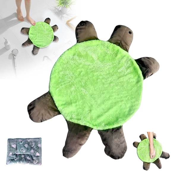 Ferjadq Floor Turtle Foot Mop Cute Double Sided Turtles Floor Cleaning Pad Washable Reusable Foot Cleaner for Home Kitchen Bathroom Office(A-11.81in)