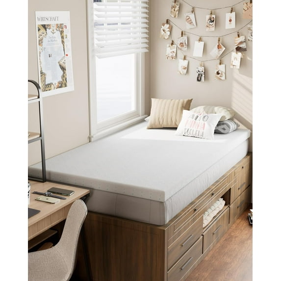 Ferlizer 4" [Twin XL] Mattress Topper, Memory Foam Mattress Topper Twin Extra Long for College Dorm with Ultra Soft Cover & Corner Straps, CertiPUR-US Certified