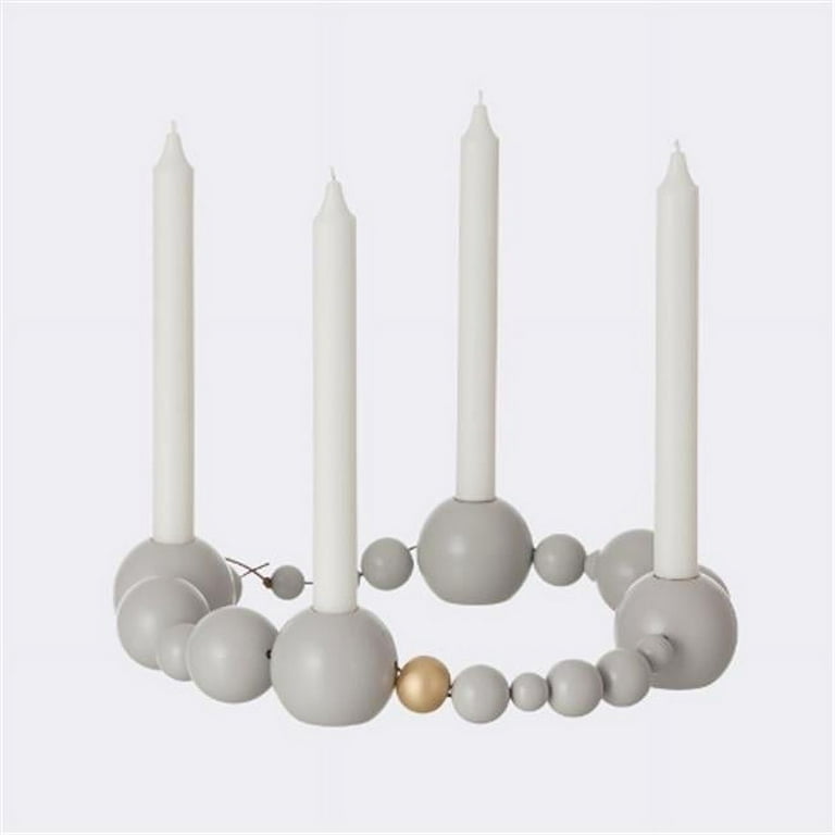 Ferm Living 3162 Grey Candle Holder String, 85cm Wood & Brass