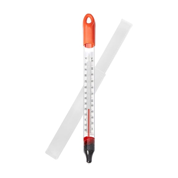 Fermentaholics Floating Glass Thermometer for Cooking & Fermentation, Large 9" Dual Scale (0220F / 20 to 100C) for Brewing, Cheesemaking, Pasteurizing, & Kitchen Use Plastic Case Included