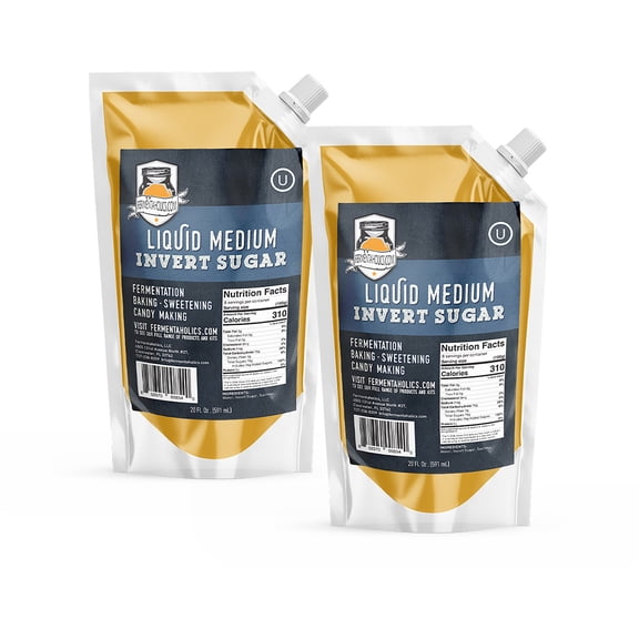 Fermentaholics Liquid Invert Sugar Syrup - 2 Pack - Great For Fermentation, Baking, Sweetening, Candy Making, Ice Cream - 20 fl oz
