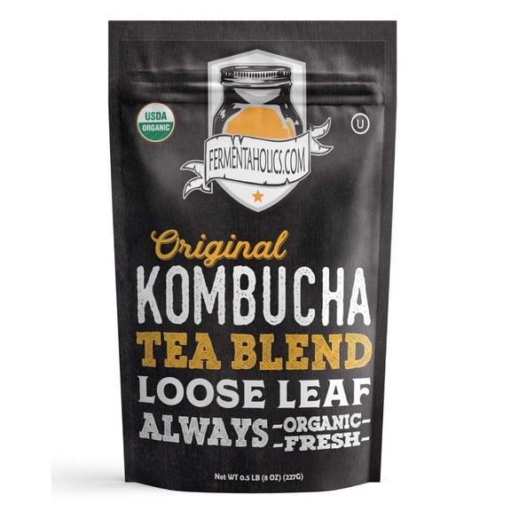 Fermentaholics USDA Certified Organic Kombucha Tea Blend 8 oz Makes 22 Gallons Kosher Certified 100% Organic Black and Green Tea Blend Loose Leaf