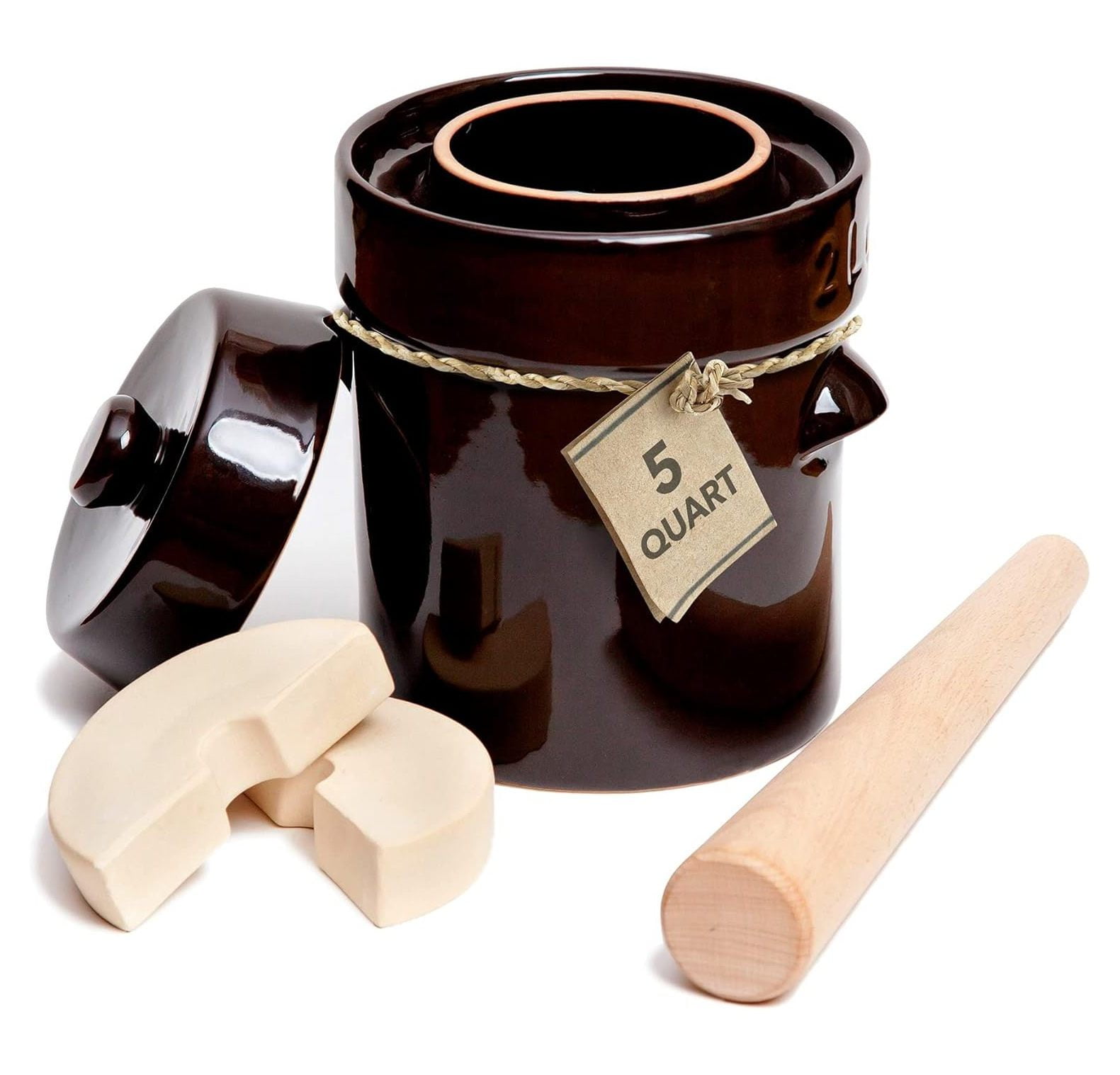 Fermentation Crock 1.3 Gallon Sauerkraut Crock with Lid, Weights