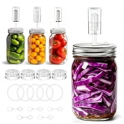Fermentation Kit for Wide Mouth Mason Jars 4,Fermentation Kit with 4 Fermentation Lids,4 Glass fermentation Weights,4 Airlocks for Fermenting,5 Silicone Rings,Pickling kitJar Not Included