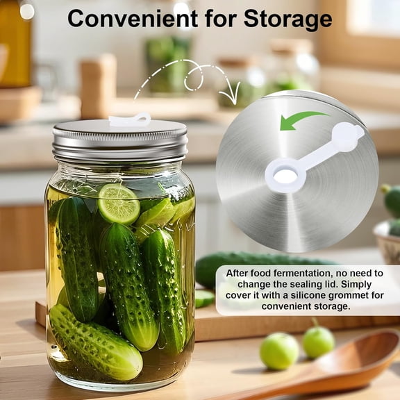Fermentation Kit for Wide Mouth Mason fermentation Jar,pickling/sauerkraut kit with 4 Glass Fermentation Weights,4 Fermenting Lids,4 airlocks,5 Silicone Rings,5 Silicone Grommet  No Jars 