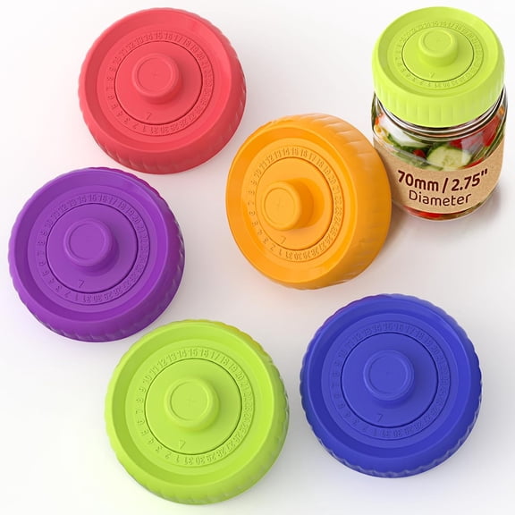 Fermentation Lids, Self-Burping Airlock Lids for Regular Mouth Mason Jars (70mm)
