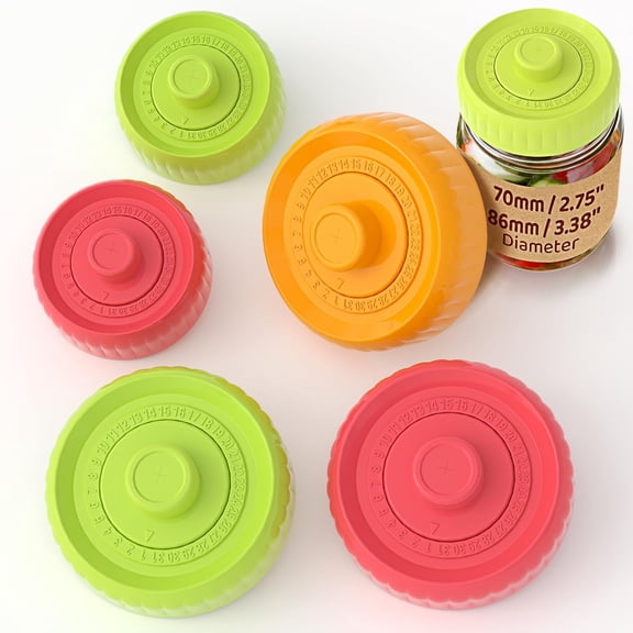 Fermentation Lids Starter Set, Self-Burping Airlock Lids for Mason Jars (3 Wide + 2 Regular)