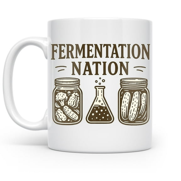 Fermentation Nation 11 oz Coffee Mug - For Kombucha Brewers White Ceramic Gift