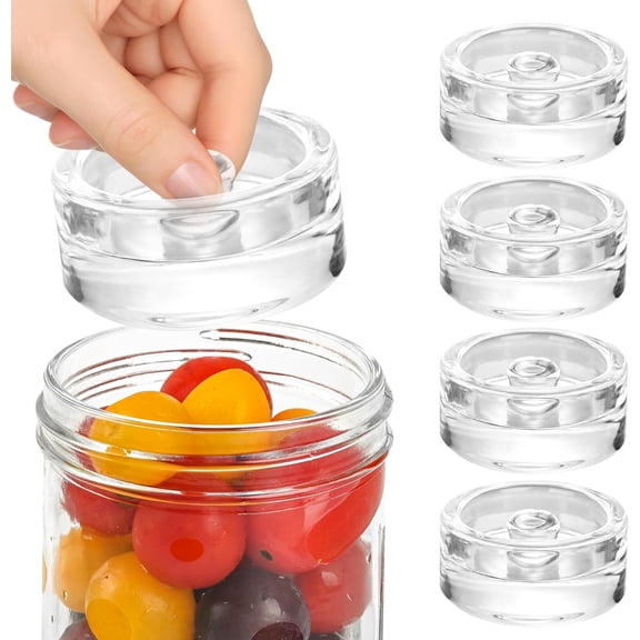 Fermentation Weight Glass 4 Pack for Wide Mouth Mason Jar-Easy Grip Handle Fermenting Weights for Pickling -7Oz 2.75inch Canning Weights for Fermenting