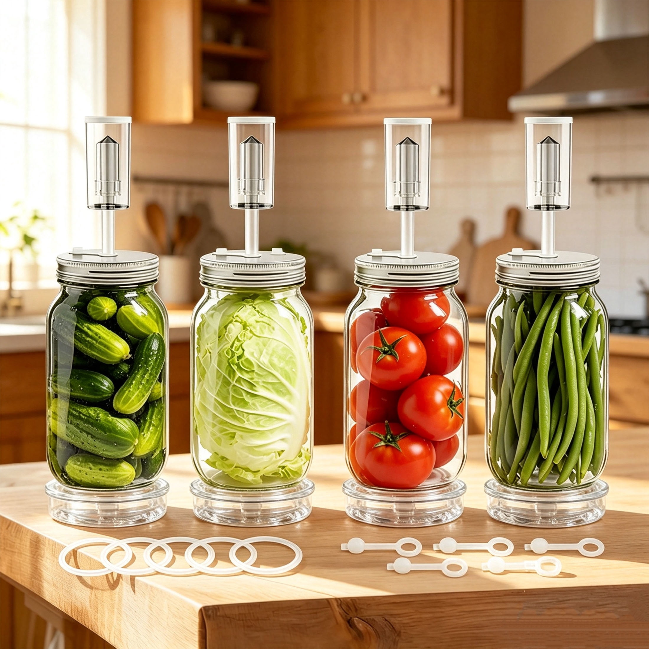 Fermentation Weights Wide Mouth,32oz Complete Pickling & Sauerkraut Jar Set with Glass Weight,Stainless Steel Lid
