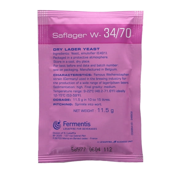 Fermentis Saflager W34/70 Dry Lager Yeast - 11.5g