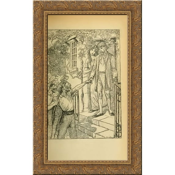 Fermez La Porte 24x16 Gold Ornate Wood Framed Canvas Art by Theophile Steinlen