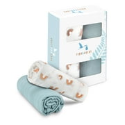 Fern & Avery Muslin Swaddle Blankets - Receiving Blankets - Baby Blankets - 2-Pack, 47" x 47" (Blue)
