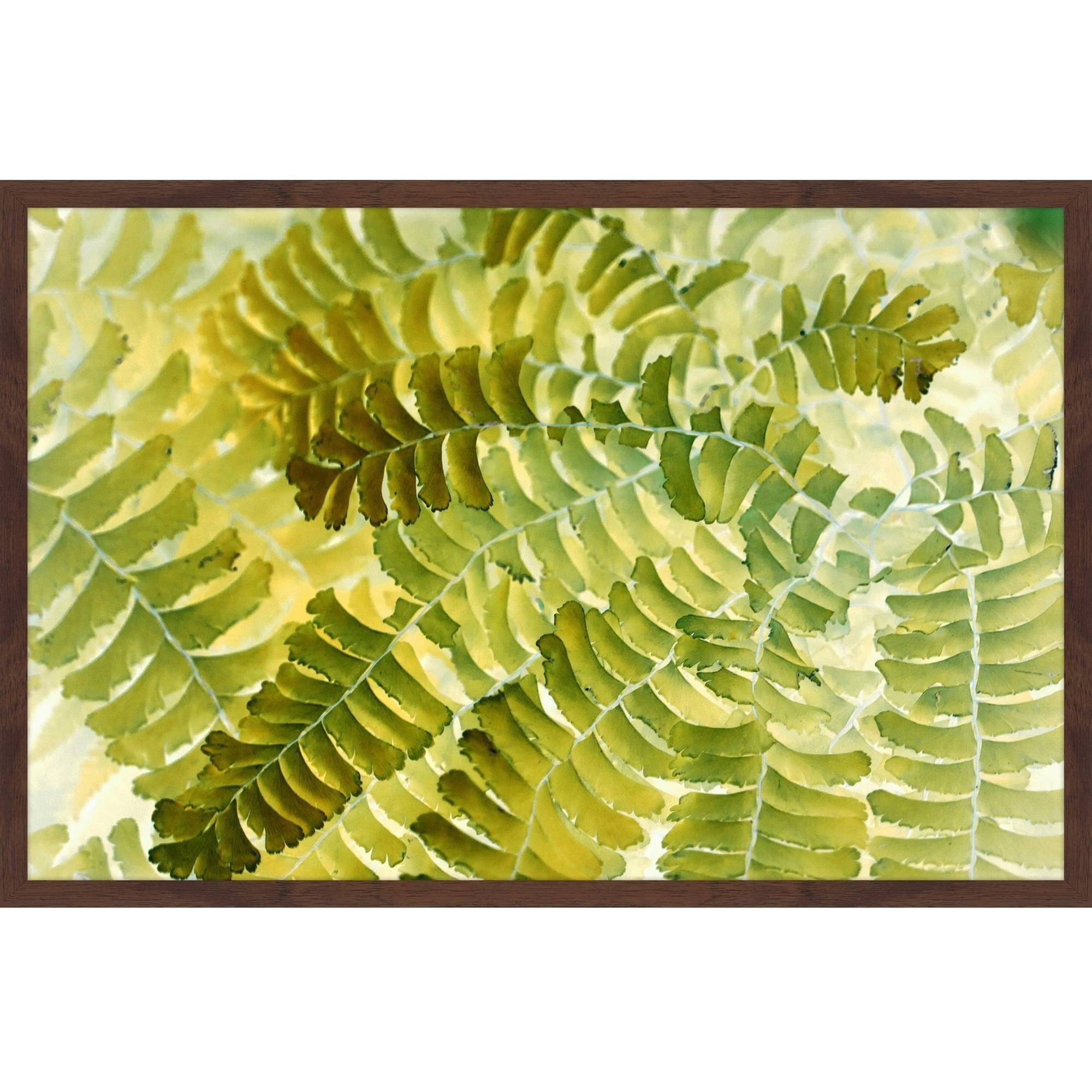 Green and Yellow Botanical Print on Canvas with Wooden Frame