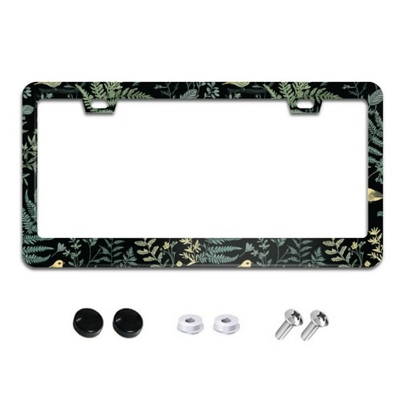 Fern Forest and Birds License Plate Frames for Women Men Car Plate Holder Cover Metal Tag Aluminum Car Accessories Front Rear Plate Decor