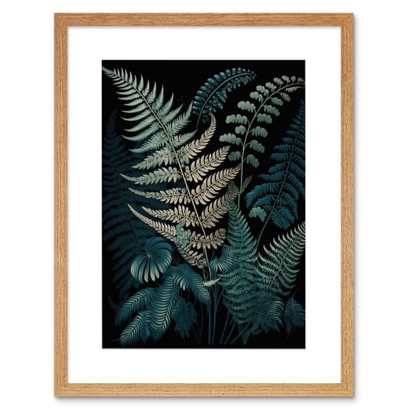 Fern Frond Detailed Botanical Species Illustration Artwork Framed Wall Art Print 9X7 Inch