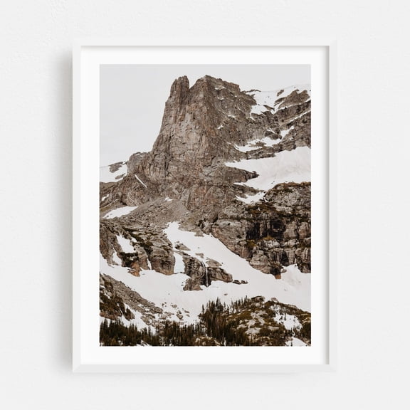 Fern Lake - Colorado Photography Mountain Landscape Nature Snow Wilderness Scenic Winter White Framed Wall Art Print 12 x 16 inches