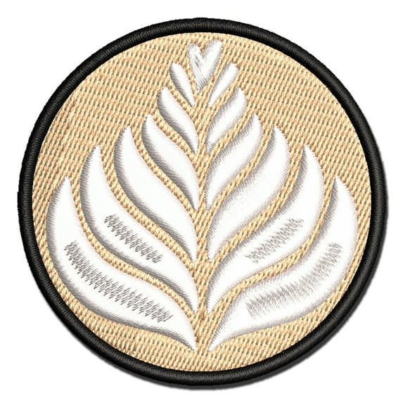 Fern Latte Art Applique Multi-Color Embroidered Hook & Loop Patch - 3.5 Inch Large