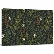 Fern Leaf Canvas Print Wall Art, Rustic White Floral Green Pine Cone Flower Herbal Stem Wall Decor Modern Artwork Paintings Pictures for Living Room Stretched and Framed Ready to Hang - 24" x 32"