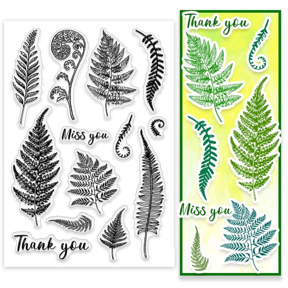 Fern Leaf Clear Stamps Leaf Rubber Stamps Grass Plant Pattern Silicone Stamps Plants Words Transparent SealsDIY
