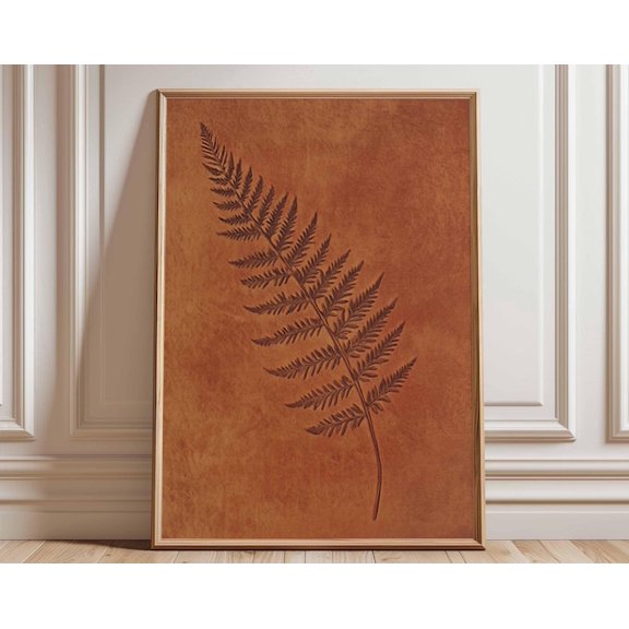 Fern Leaf Rustic Plant Silhouette Wall Art Print, Unframed Paper Poster 8x10in