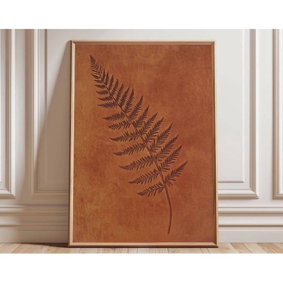 Fern Leaf Rustic Silhouette Wall Art Print