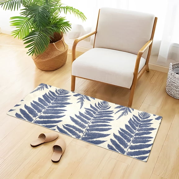 Fern Leaves Elegant Plush Carpet Non Slip Runner Rug Absorbent Bath Mat 39" x 20"