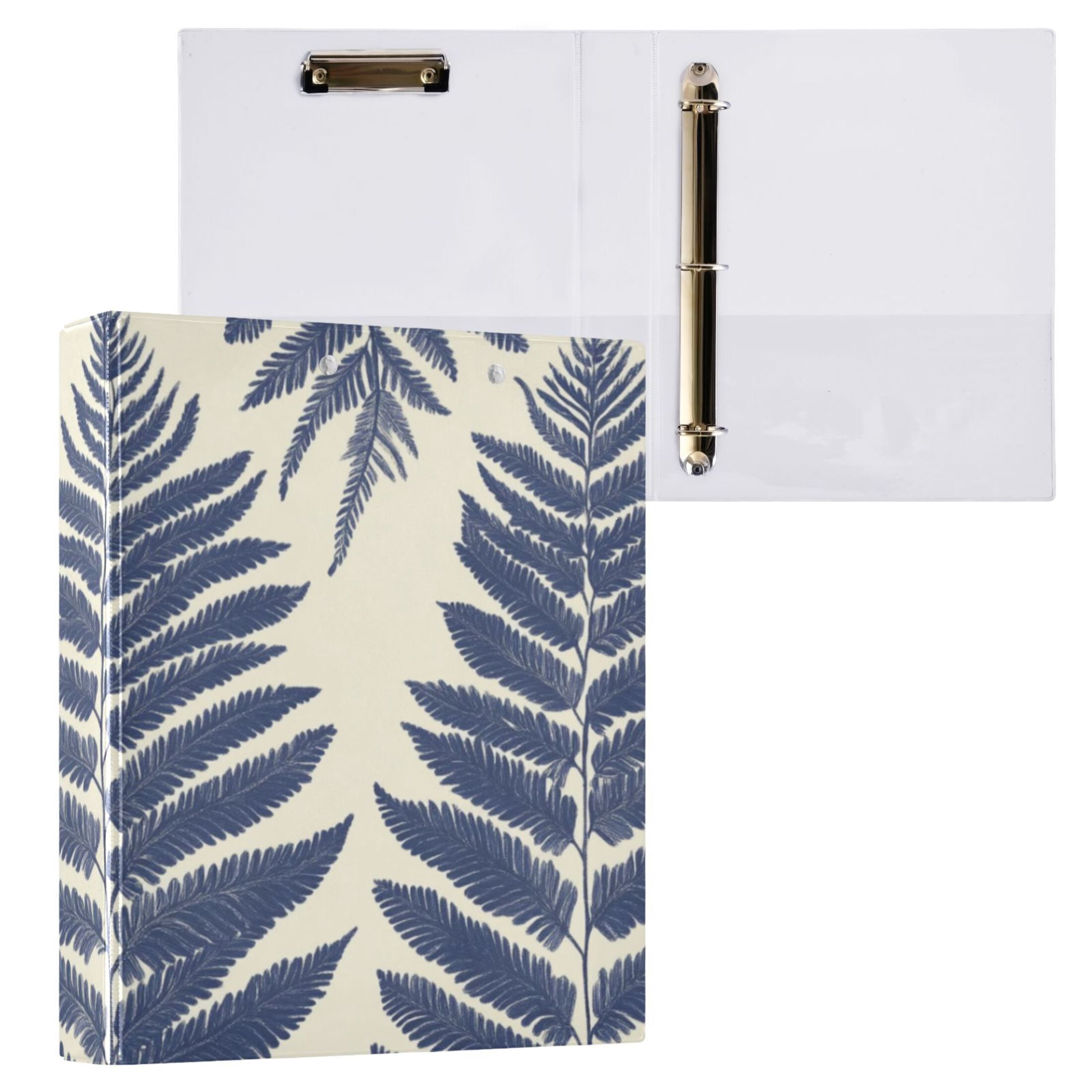 Fern Leaves Elegant Round Ring Binder 3 Rings 1.5
