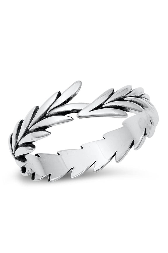 Fern Leaves Eternal Youth Ring .925 Sterling Silver Band Jewelry Female Male Unisex Size 8