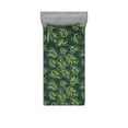 thumbnail image 1 of Fern Leaves Fitted Sheet & Pillow Sham Set, Modern Jungle Feelings Leafy Pattern with Spotted Backdrop Print, Decorative Printed 2 Piece Bedding Decor, Twinxl, Lime Green Forest Green, by Ambesonne, 1 of 2
