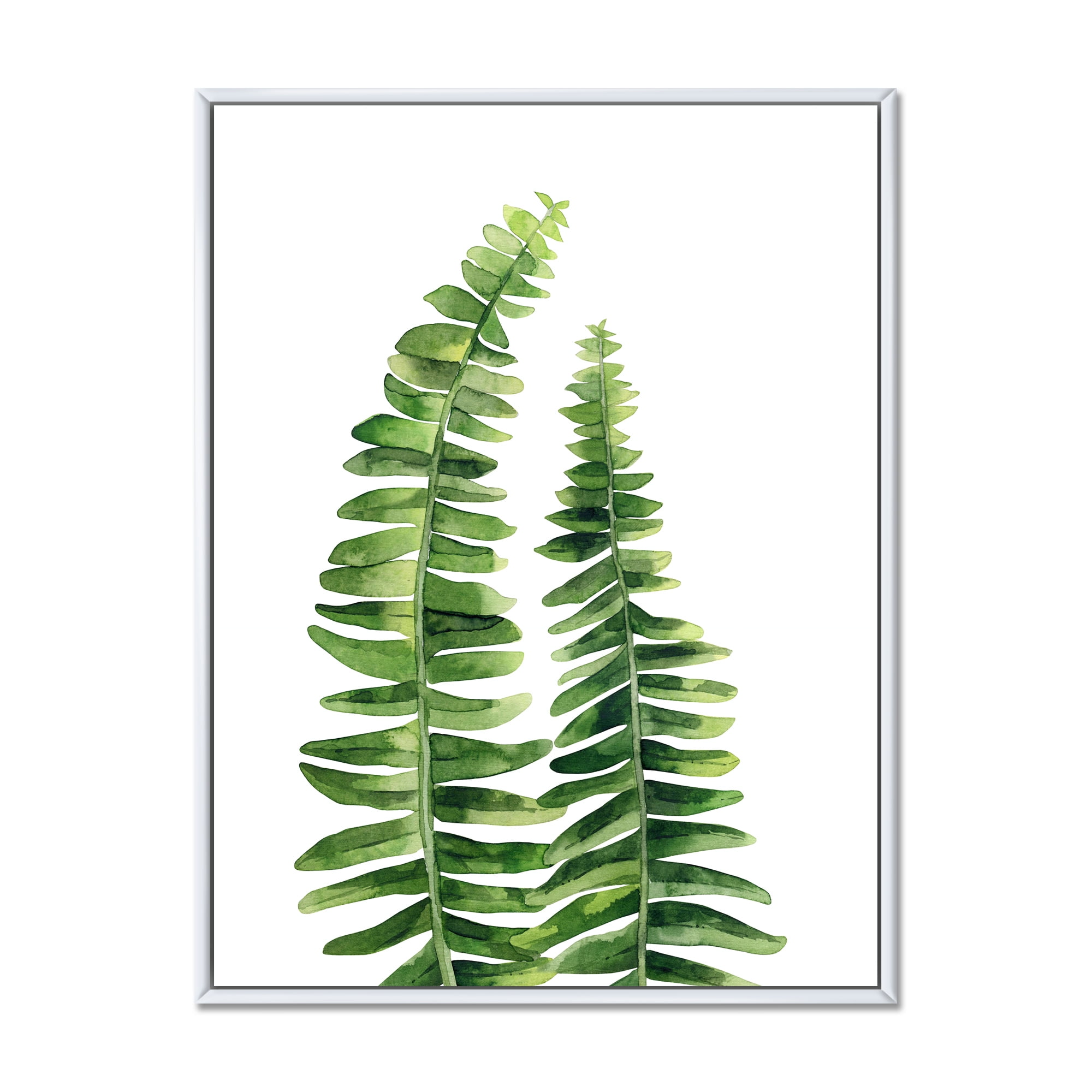 Fern Plant Leaves Detail IV 24 in x 32 in Framed Painting Canvas Art Print, by Designart