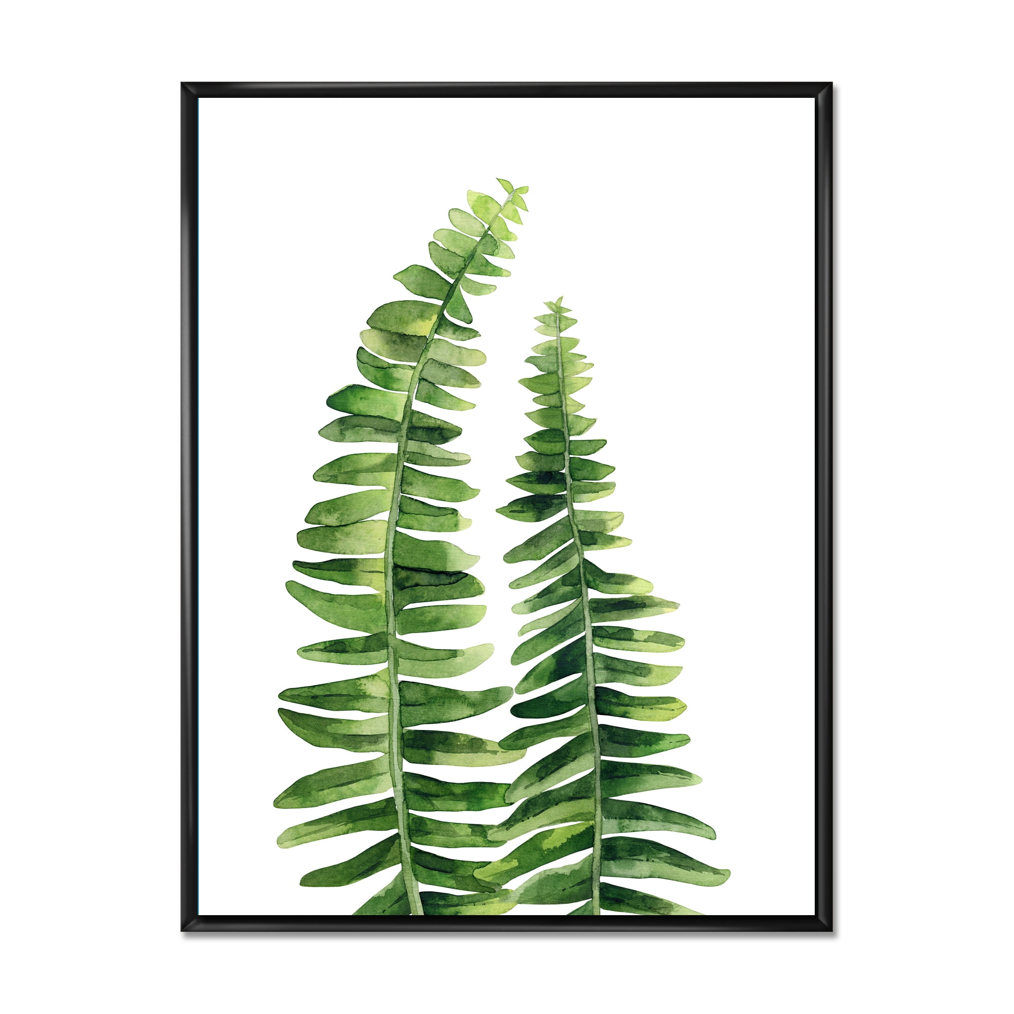 Fern Plant Leaves Detail IV 30 in x 40 in Framed Painting Canvas Art Print, by Designart
