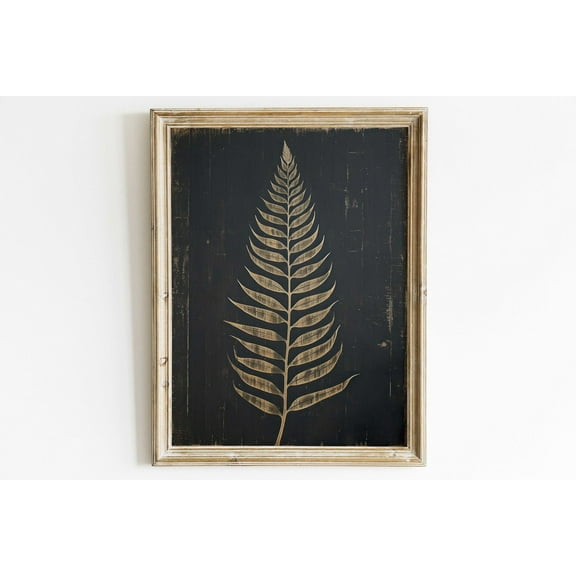 Fern Print, Fern Frond Wall Art, Black Botanical, Rustic Home Decor, Black Wood Inspired Art, Plant Art Print, Vintage Wall Decor Wall Art, Modern Wall Decor, 8x12 UNFRAMED