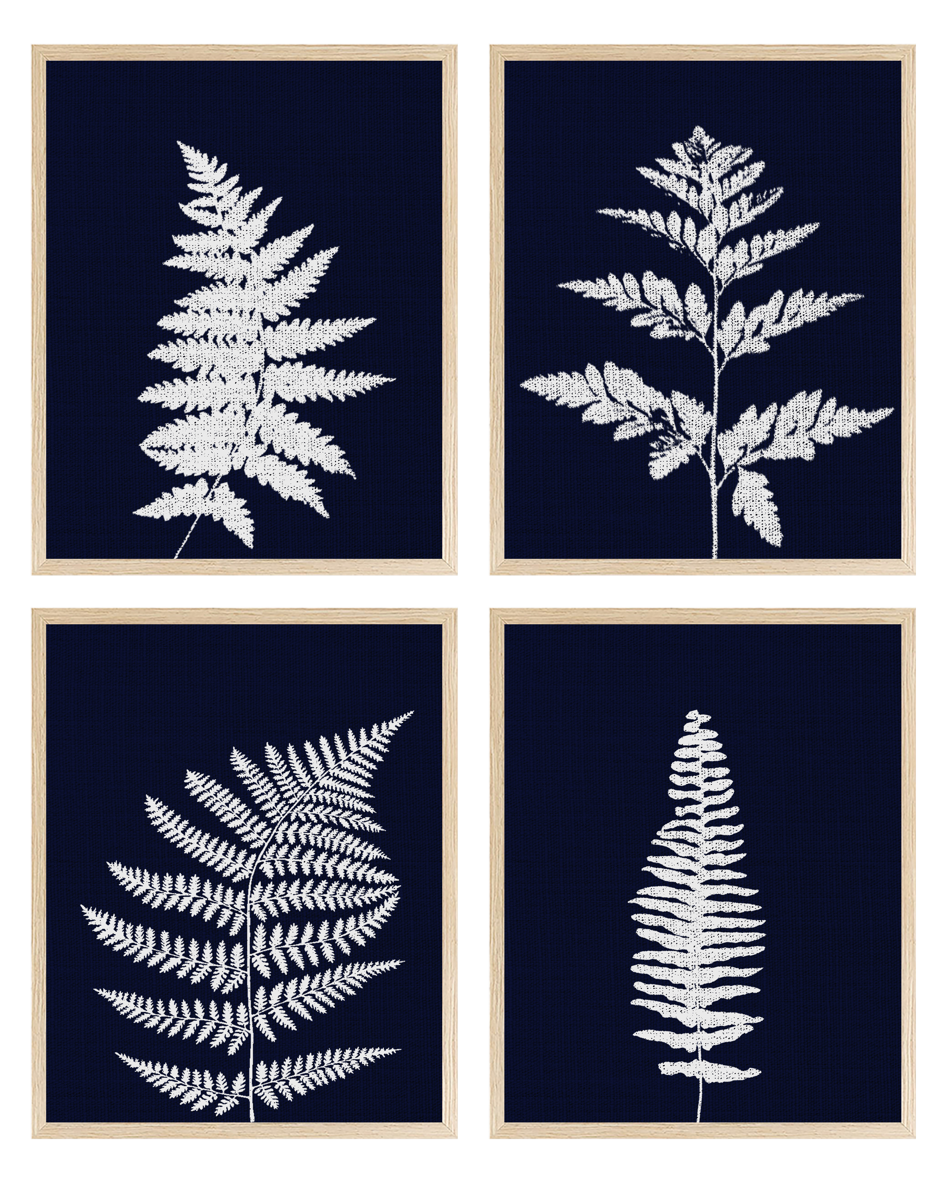 Fern Wall Art Framed Botanical Prints Set of 4 Flowers Plants Framed ...