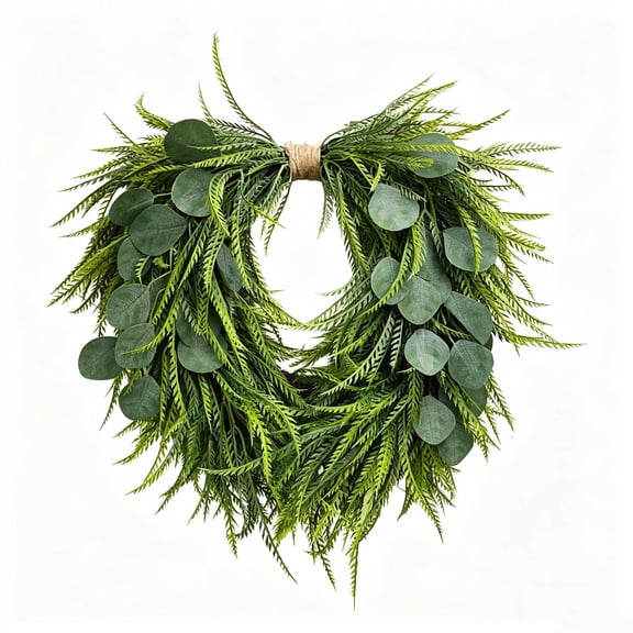 Fern Wreath Decor for Front Door - Versatile Indoor Outdoor Accent for Walls, Windows, Fireplaces - Lush Foliage Gift for All Seasons