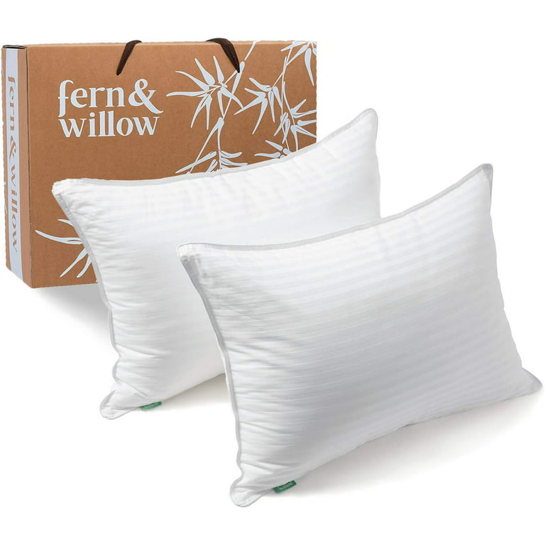 Fern and Willow Pillows for Sleeping, Premium Down Alternative, Hotel Bed  Pillow Set of 2, King, White 