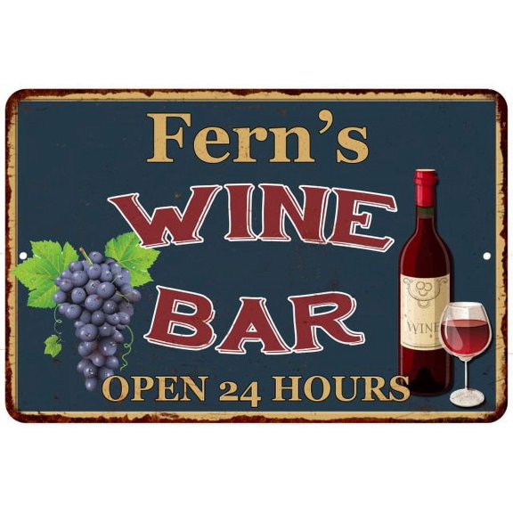 Fern's Green Wine Bar Wall Dcor Kitchen Gift 12x18 Metal 112180043111