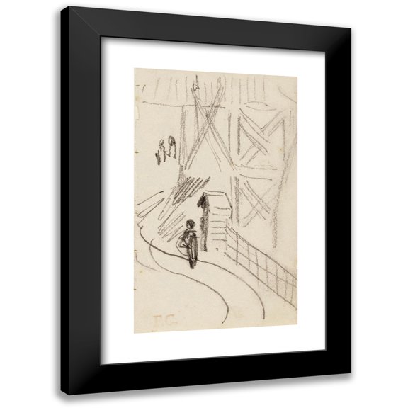 Fernand Cormon 10x14 Black Modern Framed Museum Art Print Titled - Cure by the Street in Front of a Tower with a Faction Character