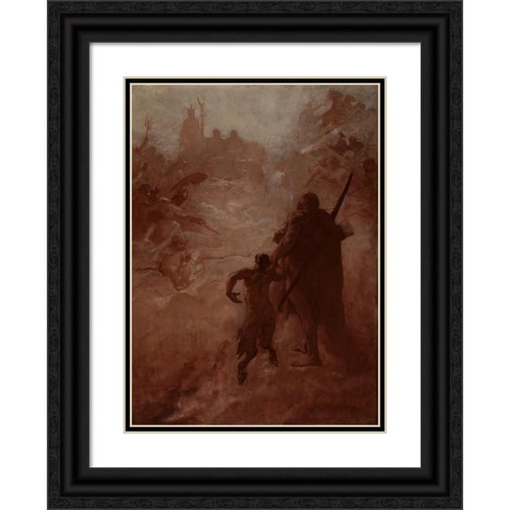 Fernand Cormon 11x14 Black Ornate Wood Framed Double Matted Museum Art Print Titled: Le Satyr (1886-1889)