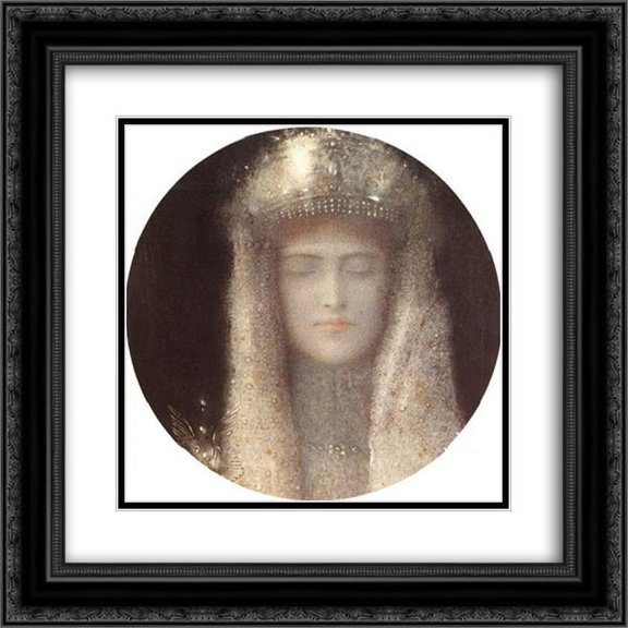 Fernand Khnopff 2x Matted 20x20 Black Ornate Framed Art Print 'The Silver Tiara'