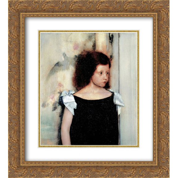 Fernand Khnopff 2x Matted 20x22 Gold Ornate Framed Art Print 'Portrait of gabrielle braun'