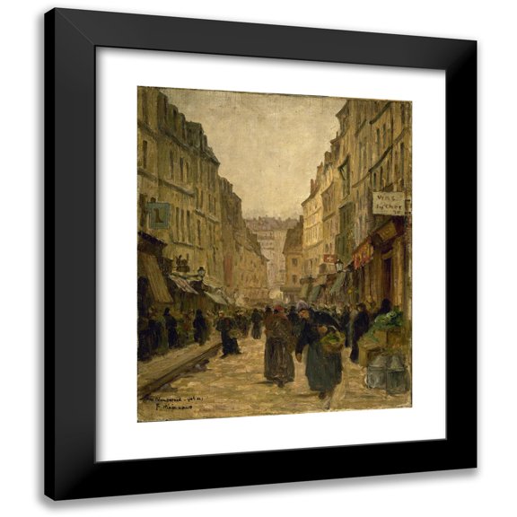Fernand Maillaud 12x14 Black Modern Framed Museum Art Print Titled - Mouffetard Street (1905)