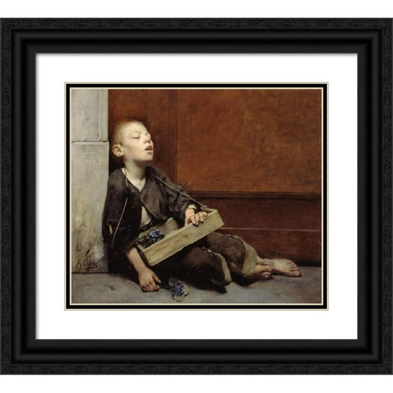 Fernand Pelez 17x15 Black Ornate Wood Framed Double Matted Museum Art Print Titled - A Martyr. the Merchant De Violettes (1885)